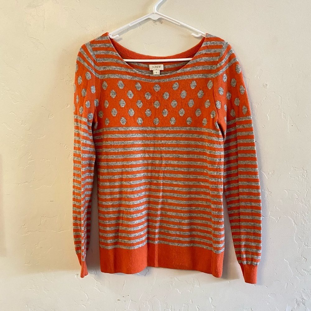 J. Crew Factory Orange & Gray Wool Blend Sweater Small
